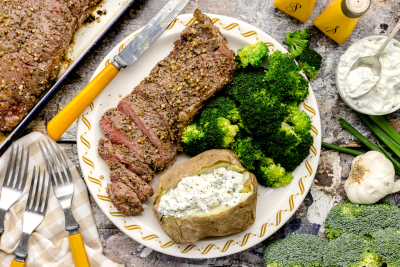 Steak with Blue Cheese Stuffed Potatoes